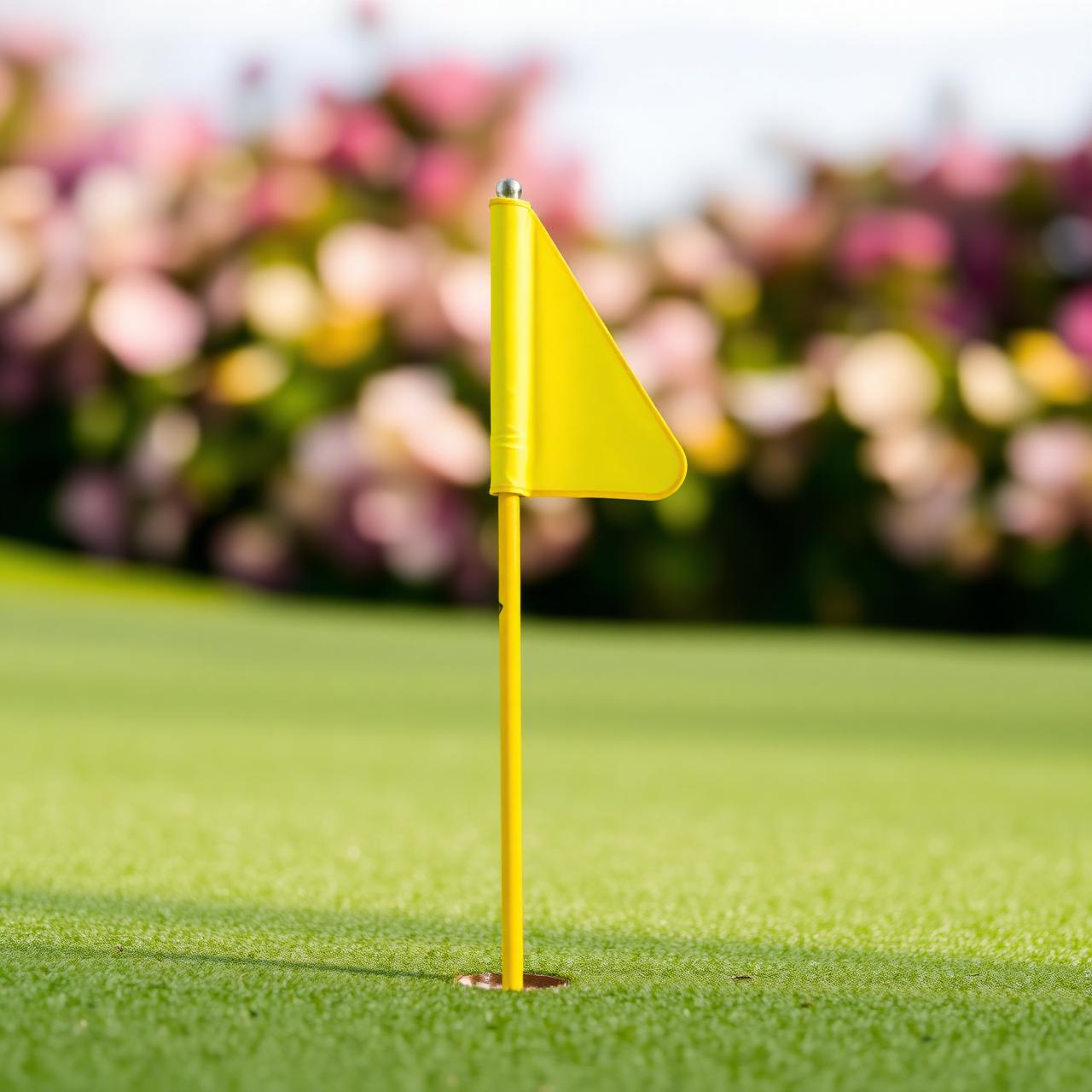 Yellow pin flag with azaleas